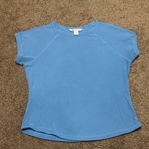 Athleta Blue Ribbed Short Sleeve Tee